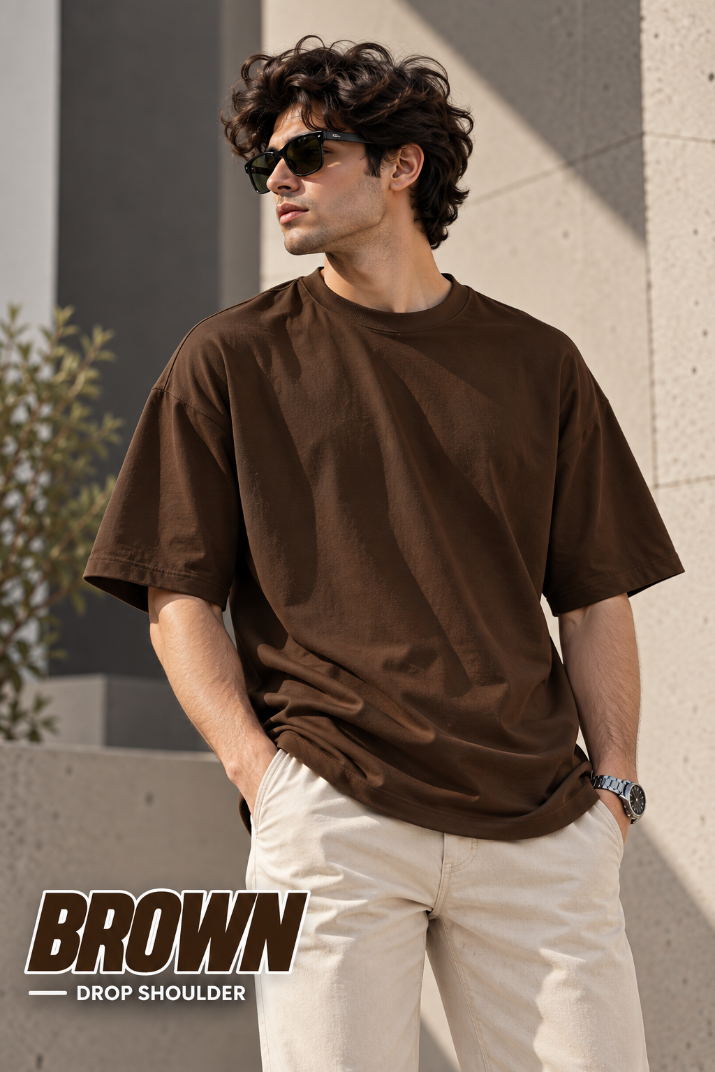Brown - Drop Shoulder Tee