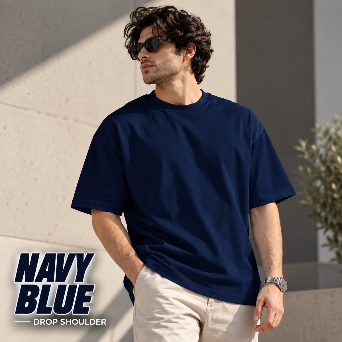 Navy Blue - Drop Shoulder Tee